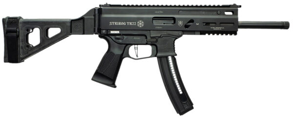 Grand Power 197892004817 TR22 Stribog 22 LR 25+1 8" Black Threaded Barrel, Black Picatinny Rail Receiver, Black Aluminum Frame w/Lower Picatinny Rail, SB Tactical Brace, Black Polymer Grips