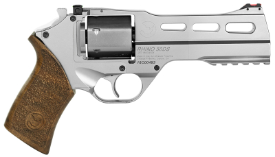 Chiappa Firearms CF340247 Rhino 50SAR *CA Compliant 357 Mag 6 Shot 5" Nickel-Plated Steel Barrel & Cylinder, Nickel-Plated Aluminum Frame & Barrel Shroud, Picatinny Rail, Walnut Grip