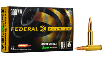 Federal GM308M Premium Gold Medal 308Win 168gr Sierra MatchKing BTHP 20 Per Box/10 Case