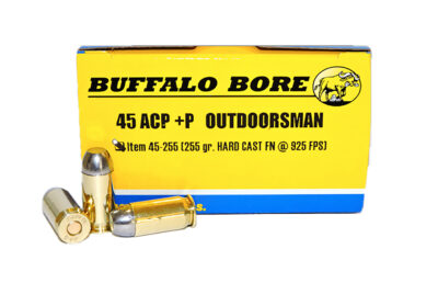 Buffalo Bore Ammunition 4525520 Outdoorsman Strictly Business 45ACP +P 255gr Hard Cast Flat Nose 20 Per Box/12 Case