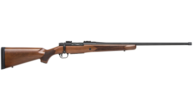 Mossberg 28239 Patriot  Full Size 7mm PRC 3+1 24" Matte Blued Fluted Threaded Barrel, Drilled & Tapped Matte Blued Stainless Steel Receiver, Walnut Fixed Stock
