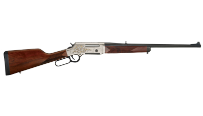 Henry H014D243 Long Ranger Deluxe Full Size 243 Win 4+1 20" Blued Steel Barrel, Engraved Nickel-Plated w/24K Gold Inlay Steel Receiver, American Walnut Stock Right Hand