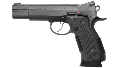 Cz Custom Shop 96333 A01-SD  9mm Luger 19+1 5" Match Grade Bull Barrel, Black Optic Cut/Serrated Steel Slide, Black Polycoat Steel Frame w/Beavertail, Black G10 Grip, Short Dustcover