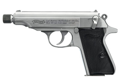 Walther Arms 4796062 PP SD Carry Frame 32 ACP 8+1 3.90" Stainless Steel Threaded Barrel, Stainless Steel Slide & Frame w/Beavertail, Black Polymer Grip