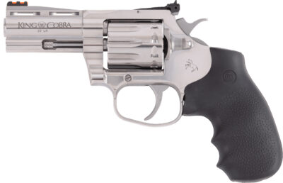 Colt Mfg KCOBRA22SP3RFO King Cobra  22 LR 10 Shot 3" Stainless Vent Rib Barrel, Stainless Cylinder & Frame, Black Rubber Grip