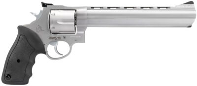 Taurus 2440089 44  Large Frame 44 Rem Mag 6rd 8.37" Matte Stainless Ported Barrel, Matte Stainless Cylinder & Frame, Black Finger Groove Rubber Grip, Transfer Bar Safety Exposed Hammer