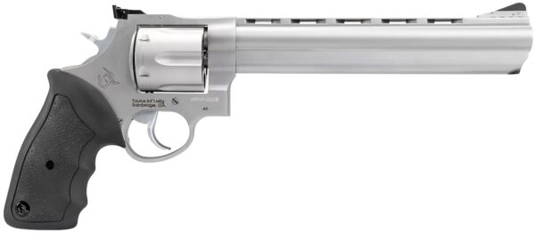 Taurus 2440089 44  Large Frame 44 Rem Mag 6rd 8.37" Matte Stainless Ported Barrel, Matte Stainless Cylinder & Frame, Black Finger Groove Rubber Grip, Transfer Bar Safety Exposed Hammer