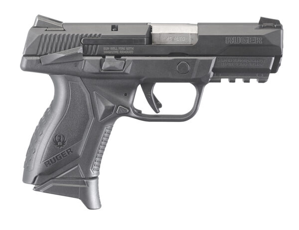 Ruger 8648 American Pistol  Compact Frame 45 ACP 10+1 3.75" Black Nitride Stainless Steel Barrel & Serrated Slide, Black Polymer Frame w/Picatinny Rail, Textured Wraparound Grip, Right Hand