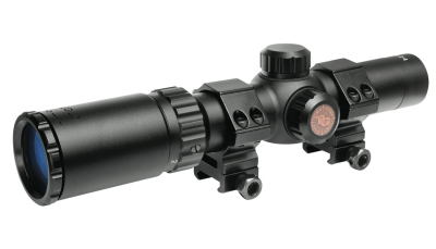 Truglo TG8514BC Tru-Brite 30 Hunter 1-4x 24mm Obj 92.6-23.03 ft @ 100 yds FOV 30mm Tube Black Finish Circle Duplex