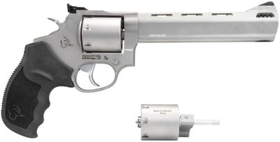 Taurus 2-692069 692  9mm Luger, 38 Special +P or 357 Mag Caliber with 6.50" Vent Rib Barrel, 7rd Capacity Cylinder, Overall Matte Finish Stainless Steel & Black Ribber Grip Includes 2 Cylinders