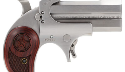 Bond Arms BACD Cowboy Defender 45 Colt (LC)/410 Gauge 2rd 3" Barrel, Stainless Metal Finish, Blade Front/Fixed Rear Sights, Laminated Rosewood Grip, No Trigger Guard, Manual Safety