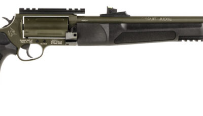 Rossi SCJT4510B Circuit Judge 45 Colt (LC) Caliber or 410 Gauge with 5rd Capacity, 18.50" Barrel, Moss Green Cerakote Metal Finish & Black Fixed Thumbhole Stock Right Hand (Full Size)