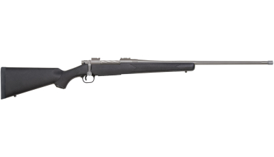 Mossberg 28135 Patriot  Full Size 300 Win Mag 3+1 24" Stainless Cerakote Fluted Barrel, Stainless Cerakote Receiver Drilled & Tapped, Black Fixed Synthetic Stock, Right Hand