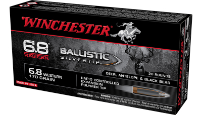 Winchester Ammo SBST68W Ballistic Silvertip  6.8Western 170gr Rapid Controlled Expansion Polymer Tip 20 Per Box/10 Case