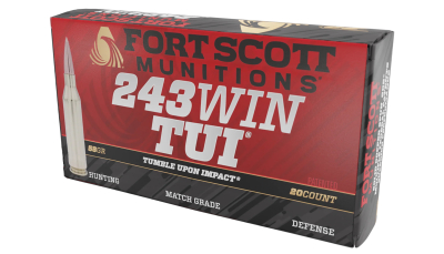 Fort Scott Munitions 243058SCV Tumble Upon Impact (TUI) Rifle 243Win 58gr Solid Copper Spun 20 Per Box/10 Case