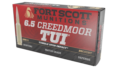 Fort Scott Munitions 65CM123SCV11 Tumble Upon Impact (TUI) Rifle 6.5Creedmoor 123gr Solid Copper Spun 20 Per Box/10 Case