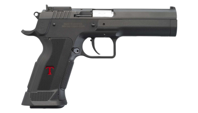 Tanfoglio IFG TFSTOCK3P9 Stock III  Full Size 9mm Luger 16+1, 4.44" Black Polygonal Rifled Barrel, Black Serrated Slide, Black Polymer Frame w/Beavertail, Black Polymer Grip