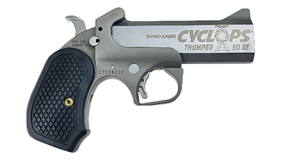 Bond Arms BACY Cyclops Thumper 50 AE 1rd Shot 4.25" Black/SS Barrel, Black Rough & Tumble Frame, Black B6 Resin Grips