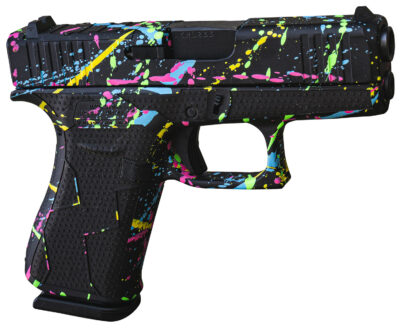 Glock UX4350204NSPLT G43X  Slim Sub-Compact Frame 9mm 10+1 3.41" Black GMB Barrel, Black Splatter Cerakote Serrated Steel Slide, Polymer Frame & Grip