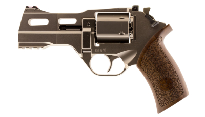 Chiappa Firearms 340222 Rhino 40DS Small Frame 357 Mag 6 Shot, 4" Nickel-Plated Steel Vent Rib Barrel & Cylinder, Nickel-Plated Aluminum Frame, Walnut Grip, Concealed Hammer