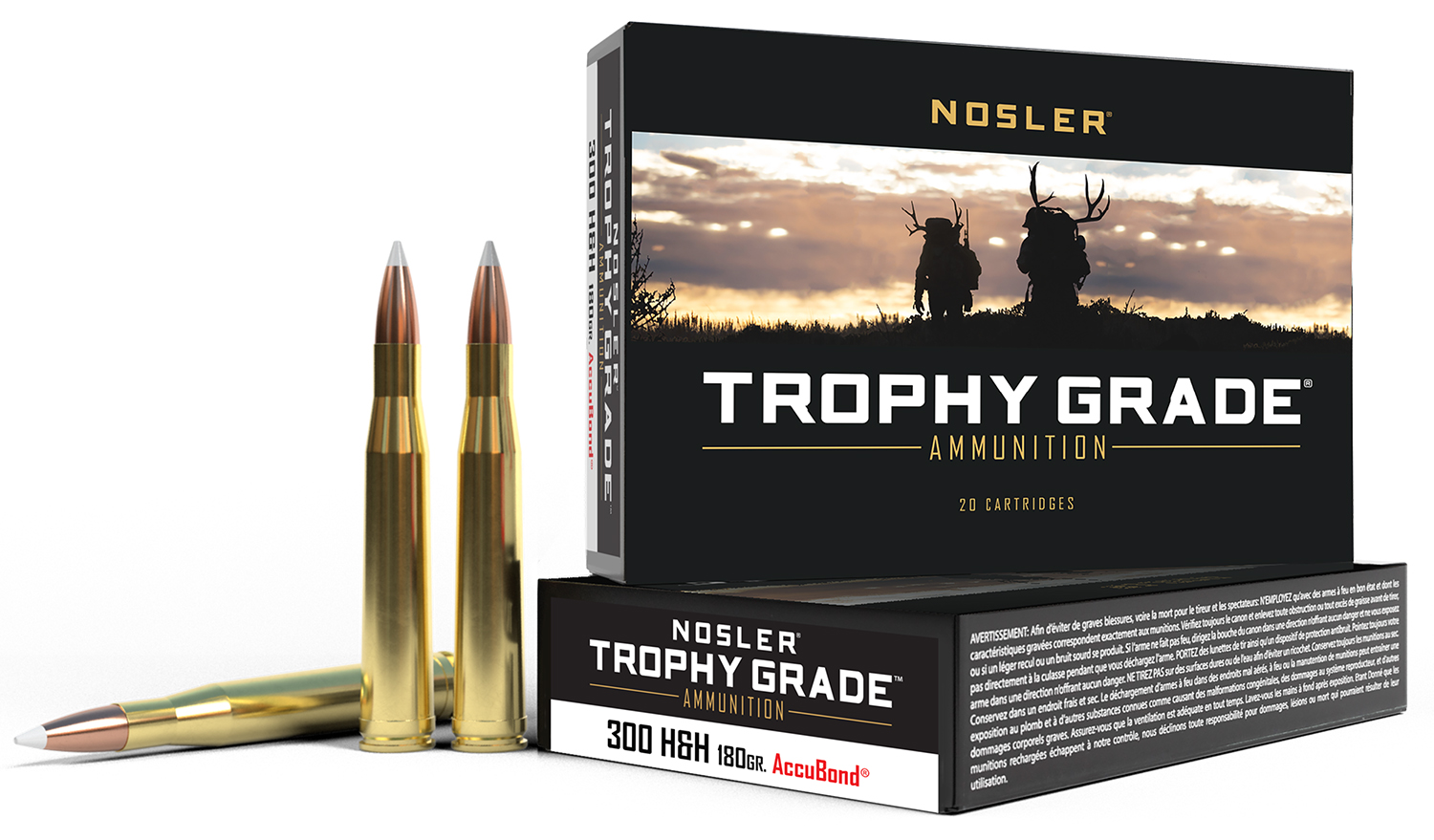 Nosler 60060 Trophy Grade  300H&HMag 180gr Nosler AccuBond 20 Per Box/10 Case