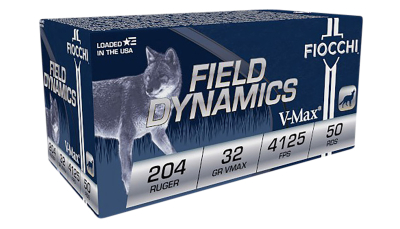 Fiocchi 204HVA Field Dynamics  204Ruger 32gr Hornady V Max 50 Per Box/20 Case