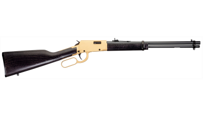 Rossi RL22181WD-GLD2 Rio Bravo  22 LR 15+1 18" Polished Black Barrel, Gold Finish Rec, Black Hardwood Stock