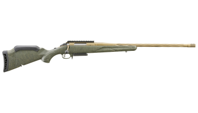 Ruger 46934 American Predator Gen II Full Size 6mm Creedmoor 3+1  22" Burnt Bronze Cerakote Threaded Barrel, Picatinny Rail Steel Receiver, Green Splatter Adjustable Synthetic Stock