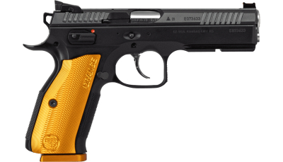 CZ-USA 91248 Shadow 2  9mm Luger 17+1 4.89" Stainless Steel Barrel, Black Nitride Optic Cut/Serrated Slide, Black Steel Frame w/Beavertail & Picatinny Rail, Orange Checkered Aluminum Grip
