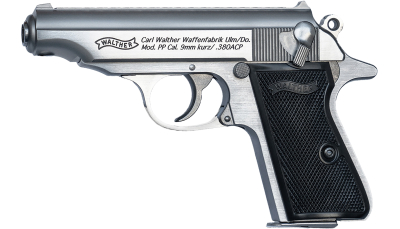 Walther Arms 4796029 PP  32 ACP 8+1 3.90" Stainless Steel Barrel, Stainless Serrated Steel Slide, Stainless Aluminum Frame w/Beavertail, Textured Polymer Grip