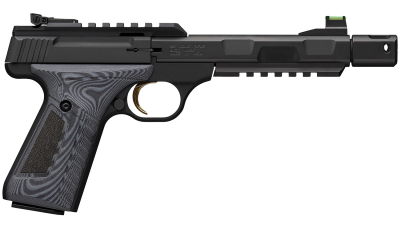 Browning 051598490 Buck Mark Contour Pro 22 LR 10+1 4.40" Black Threaded w/Compensator Barrel, Matte Black Picatinny Rail Receiver, Matte Black Aluminum Frame w/Picatinny Rail, Black/Gray G10 Grip