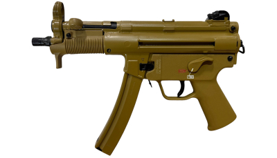 HK 81001076 SP5K-PDW RAL8000 9mmx19 30+1 4.53" Black Navy-Style Threaded Barrel, Flat Dark Earth Earth Cerakote Steel Receiver & Frame, FDE Polymer Grip, 2 Magazines