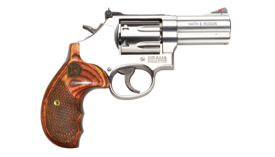 Smith & Wesson 150713 Model 686 Plus Deluxe 357 Mag or 38 S&W Spl +P Stainless Steel 3" Barrel & 7rd Cylinder,  Satin Stainless Steel L-Frame, Textured Wood Grip, Internal Lock