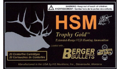 HSM 300WBY168VLD Trophy Gold Extended Range 300 Wthby Mag 168 gr Berger Hunting VLD Match 20 Per Box/ 20 Case