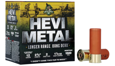 HEVI-Metal HS38702 HEVI-Metal Longer Range 12Gauge 2.75" 1 1/8oz 2Shot 25 Per Box/10 Case
