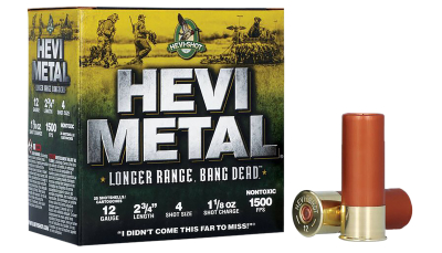 HEVI-Metal HS38704 HEVI-Metal Longer Range 12Gauge 2.75" 1 1/8oz 4Shot 25 Per Box/10 Case