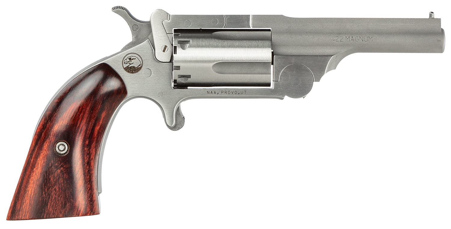 North American Arms 22MR250 Ranger II  22 WMR 5 Shot 2.50" Stainless Steel Barrel, Stainless Steel Frame, Stainless Cylinder, Wood Boot Grip, Exposed Hammer