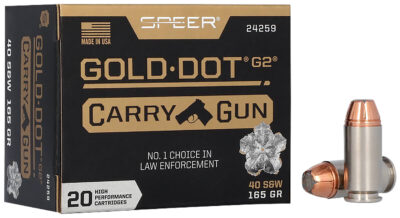 Speer 24259 Gold Dot Carry Gun 40S&W 165gr Hollow Point 20 Per Box/10 Case