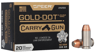 Speer 24259 Gold Dot Carry Gun 40S&W 165gr Hollow Point 20 Per Box/10 Case