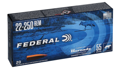 Federal V22250VM2 Varmint & Predator  22-250Rem 55gr Hornady V-Max 20 Per Box/10 Case