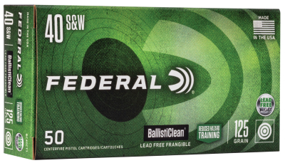 Federal BC40CT1 BallistiClean Reduced Hazard Training 40S&W 125gr Lead Free Frangible 50 Per Box/20 Case