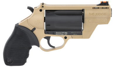 Taurus 2-441021FDE Judge Public Defender 45 Colt (LC)/410 Gauge 5rd 2.50" Flat Dark Earth Barrel & Frame Matte Black Cylinder Black Ribber Grip