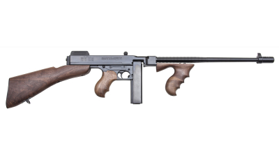 Thompson TIB50D 1927A-1 Deluxe Carbine 45 ACP Caliber with 18" Barrel, 20+1 Capacity (Stick), 50+1 Capacity (Drum), Blued Metal Finish, American Walnut Removable Fixed Stock & Wood Grip Right Hand