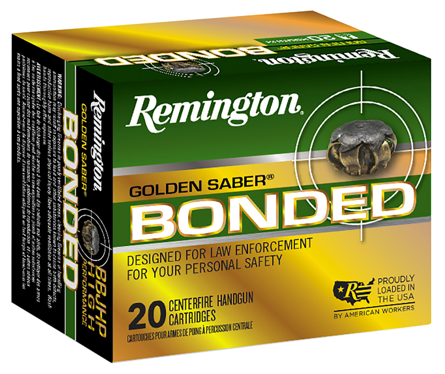 Remington Ammunition R21368 Golden Saber Bonded 10mmAuto 180gr Bonded Brass Jacketed Hollow Point 20 Per Box/25 Case