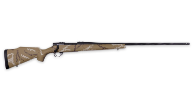 Weatherby VHH7MMPR6B Vanguard Outfitter Full Size 7mm PRC 3+1 26" Black Cerakote #2 Fluted/Threaded Barrel & Drilled & Tapped Steel Receiver, Tan w/Brown & White Sponge Monte Carlo Synthetic Stock