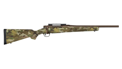 Mossberg 28278 Patriot  Compact 6.5 Creedmoor 4+1 18" Patriot Brown Cerakote Threaded Bull Barrel, Patriot Brown Cerakote Steel Receiver w/Picatinny Rail, MultiCam Fixed Synthetic Stock