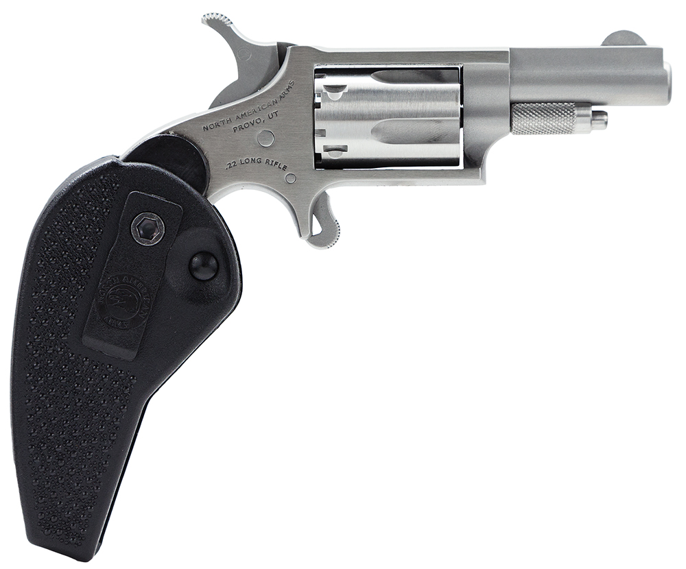 North American Arms 22LLRHG Mini-Revolver  22 LR 5 Shot 1.63" Barrel, Overall Stainless Steel Finish, Black Synthetic Holster Grip