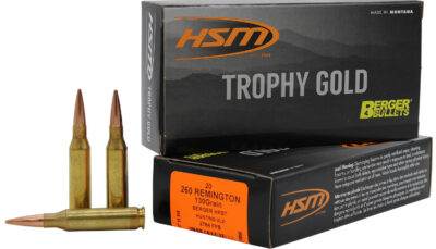 HSM 260130VLD Trophy Gold Extended Range 260 Rem 130 gr Berger Hunting VLD Match 20 Per Box/ 25 Case