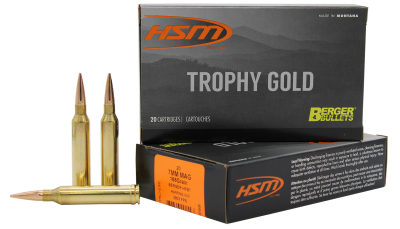 HSM 7MAG168VLD Trophy Gold Extended Range 7mm Rem Mag 168 gr Berger Hunting VLD Match 20 Per Box/ 20 Case
