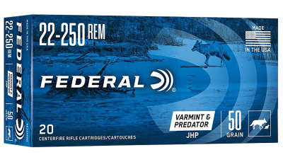 Federal AE22250G American Eagle Varmint & Predator 22-250Rem 50gr Jacketed Hollow Point 20 Per Box/10 Case